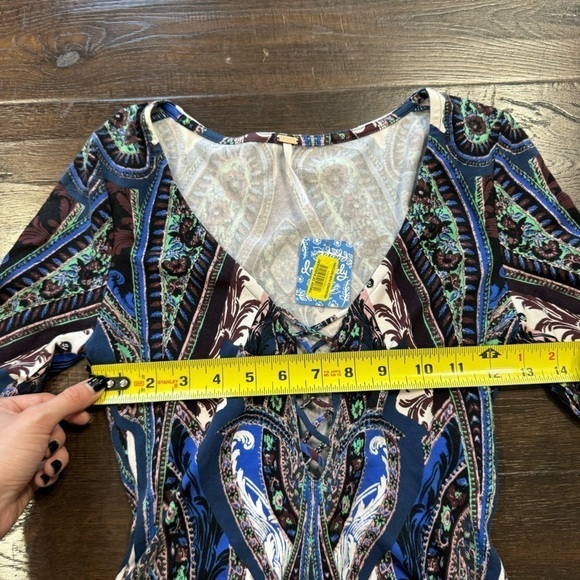 Free People A Place Bodysuit Long Sleeve in Blue Combo Size XS Women - Picture 7 of 8